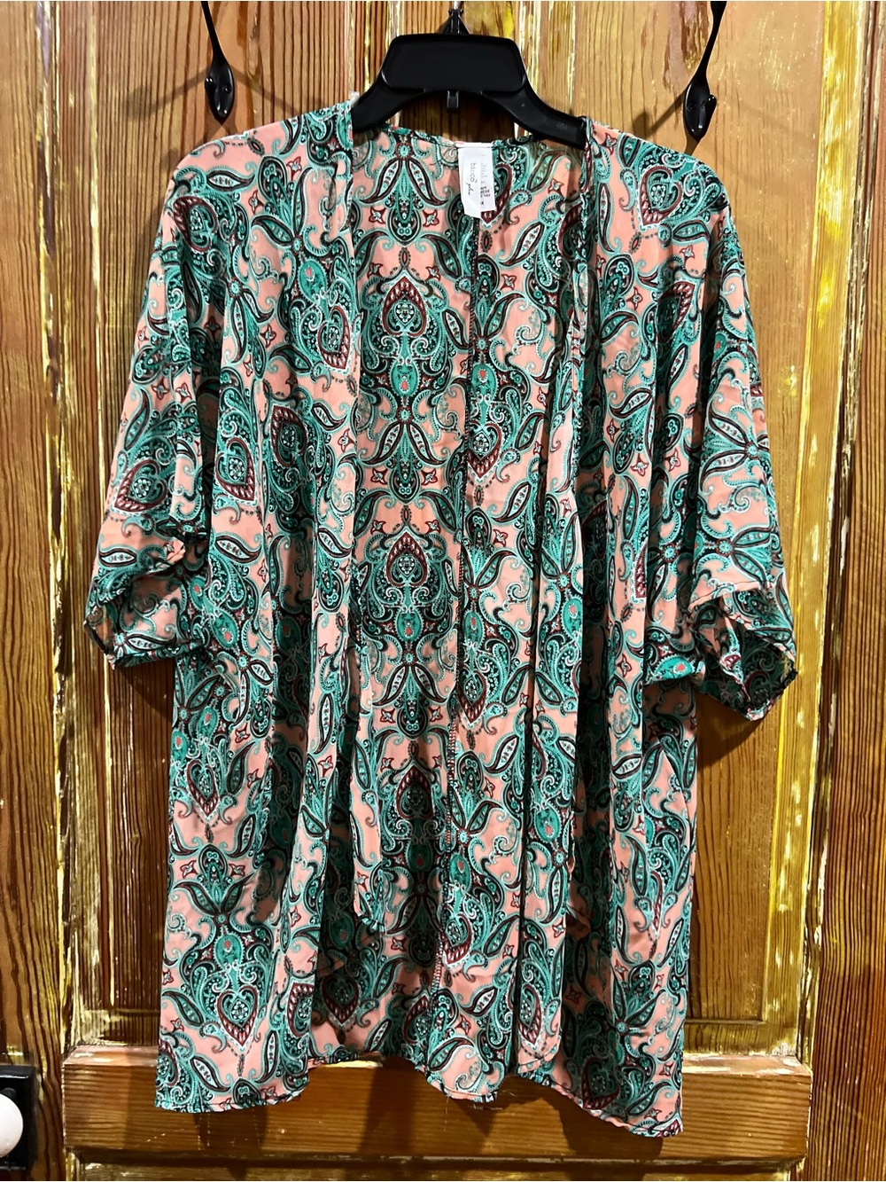 Peach & Teal Paisley Open Kimono